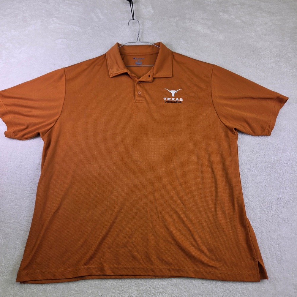 Champion Texas Longhorns Polo Shirt Mens XL Burnt Orange Performance Golf Tee